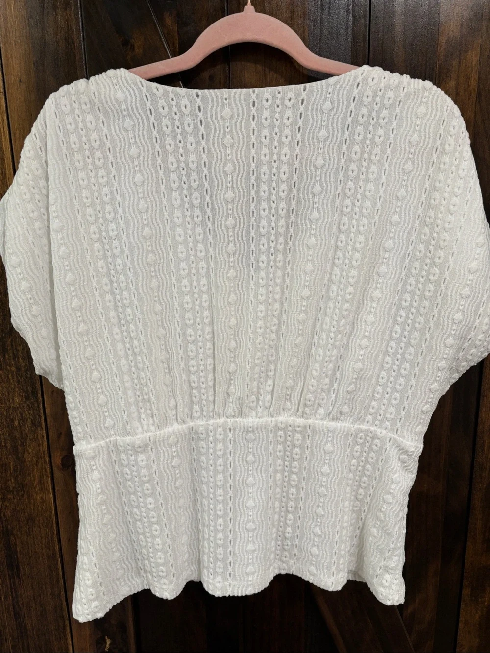 LOFT White Textured Boho Peasant Blouse Women’s Large